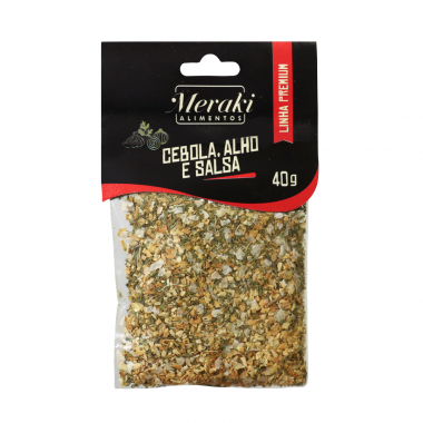 Cebola, Alho e Salsa 40g Premium - Cartela - Meraki Alimentos